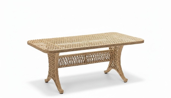 Couchtisch Luxus Rattan Hochwertig Beige Moderner Kaffeetisch Beistell Design