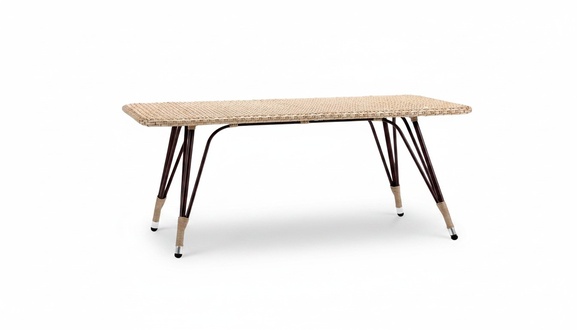 Couchtisch Rattan Beige Luxus Hochwertig Moderner Design stilvoll Kaffeetisch