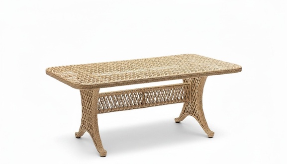 Couchtisch Rattan Hochwertig Beige Moderner Kaffeetisch Beistell Design Luxus