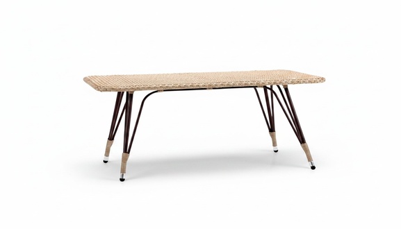 Couchtisch stilvoll Rattan Beige Luxus Hochwertig Moderner Design Kaffeetisch