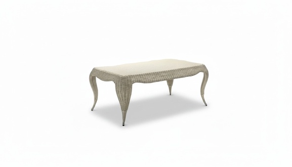 Esstisch Terrasse Rechteckig Luxus Moderner Grau Rattan Design Kaffeetisch