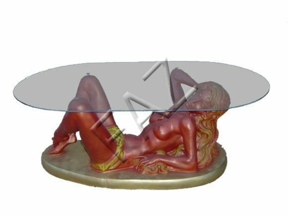 Glastisch Tische Tisch Statue Figur Meerjungfrau Tisch Beistell Sofa
