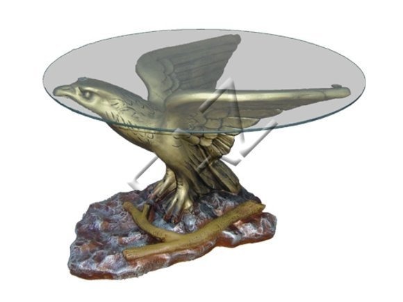 Glastisch Tische Tisch Statue Figur Tisch Beistell Sofa Wohnzimmer Adler