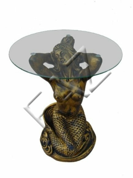 Glastisch Tische Tisch Statue Figur Tisch Sofa Wohnzimmer Meerjungfrau