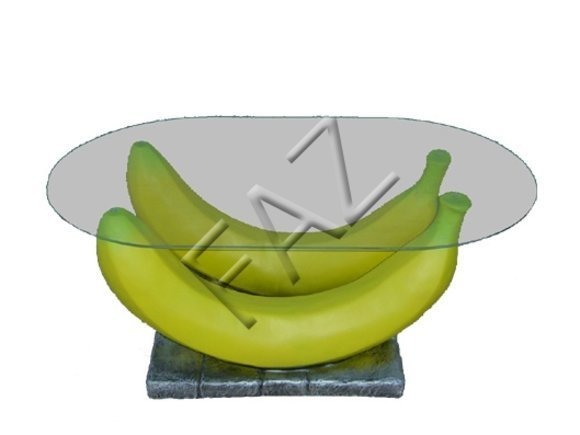 Designer XXL Glastisch Tisch Beistell Sofa Couch Tische Banane XXL Glas