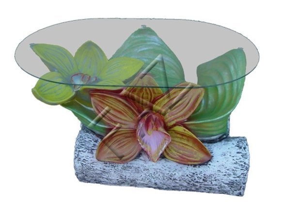 Design Tisch Blumen mit Glas Statue Skulptur Figuren Skulpturen Deko