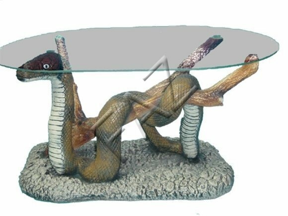 Design Tisch Schlange Glas Figur Statue Skulptur Figuren Skulpturen Neu