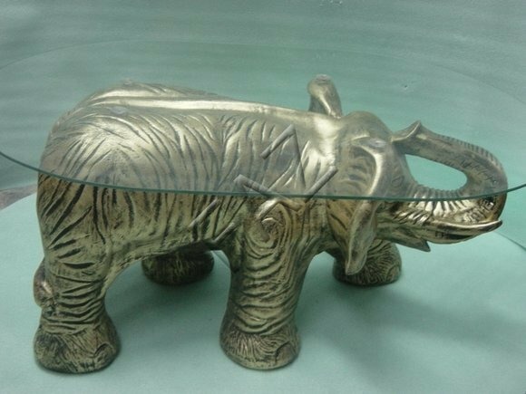 Elefant Beistell Couch Sofa Tisch Figur Glas Tische Möbel Wohnzimmer