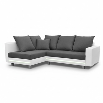 Design Ecksofa Sofa L-form Bettfunktion Couch Sitz Eck Sofas Textil Polster LED