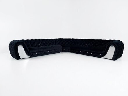 Stoffsofa Couch Wohnlandschaft Eck Design Modern Sofa Ecksofa L-Form Schwarz Neu
