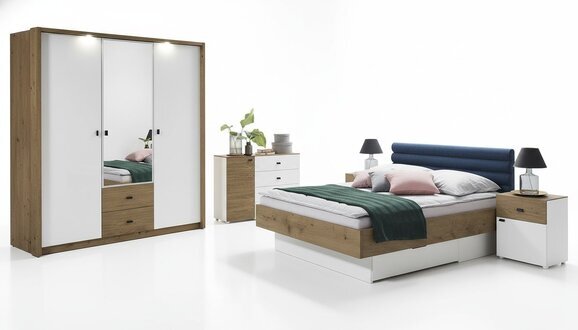 Designer Polsterbett Bett Betten Stoff Holz Luxus Doppelbett Ehebett