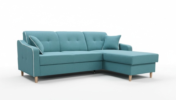 Design Ecksofa L-Form Sofa Couch Polster Schlafsofa Textil Bettfunktion Kasten