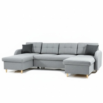 Wohnlandschaft Ecksofa Stoff U-Form Bettfunktion Couch Deko Design Polster