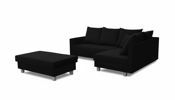 Ecksofa L-Form mit Puff Design Sofa Ecksofa Couch Polster Textil Sofas Neu