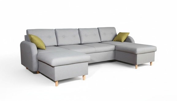 Wohnlandschaft Ecksofa Stoff U-Form Bettfunktion Couch Design Deko Polster