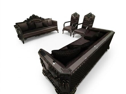 Deluxe Wohnzimmer Garnitur Sofa und Sessel Premium Sofa und sessel Braun