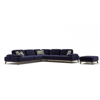 Design Blau Ecksofa L-Form Sitz Polstermöbel Wohnzimmer Couchtisch