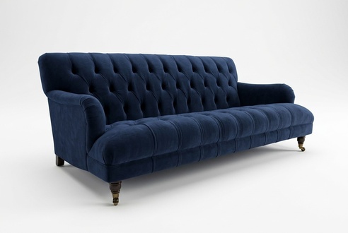 Design Blau Sofa 3 Sitzer Chesterfield Stoff Couch Sofa Sofas Polster Neu Luxus