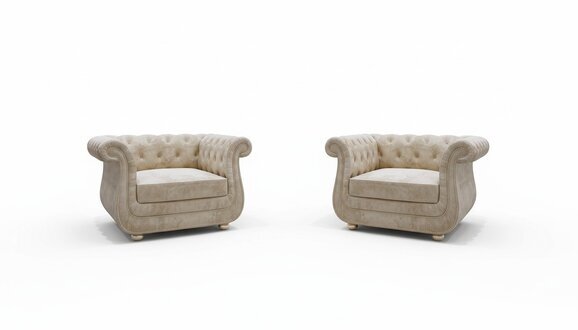Design Chesterfield 1+1 Sofagarnitur Kunstleder Beige Couch Polster Sessel