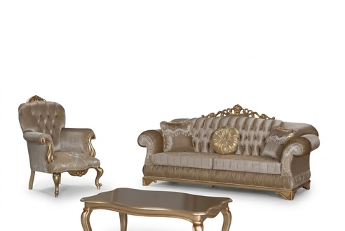 Design Chesterfield 3+1 Sitz Couchtisch Textil Couch Sessel Polster Sofa Couchen