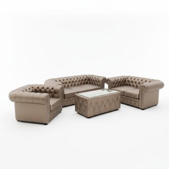 Design Chesterfield 3+2+1 Couchtisch Sofagarnitur Leder Couch Polster