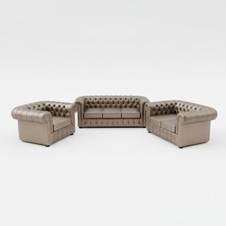 Design Chesterfield 3+2+1 Sofagarnitur Leder Sofa Set Garnitur Couch