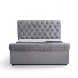 Design Chesterfield Bett Textil Polster Leder Hotel Betten Schlafzimmer Neu