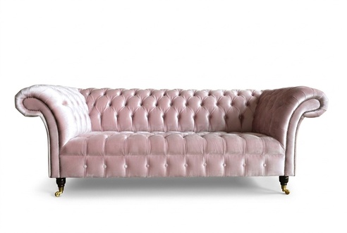 Design Chesterfield Dreisitzer 3Sitzer Stoff Couch Polster Sofas Sofa Sitz Relax