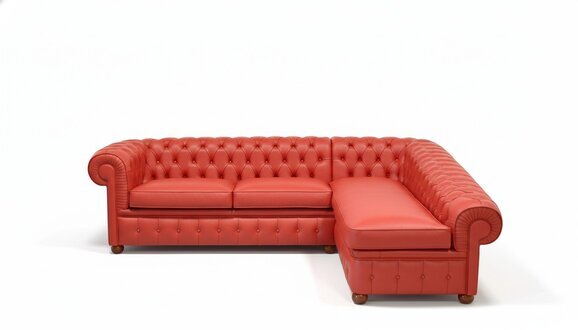 Design Chesterfield Ecksofa Eckcouch Loungesofa Couch Red Leder Sofa