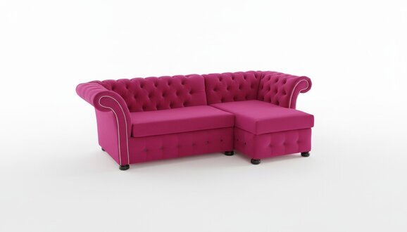 Design Chesterfield Ecksofa Eckcouch Couch Rosa Textil Sofa Couchen