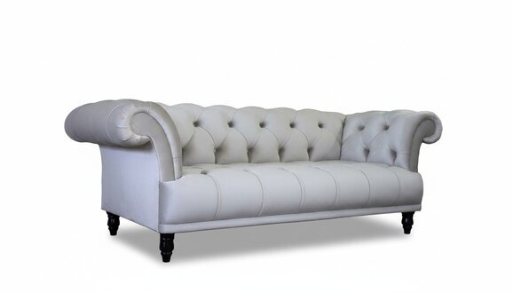 Design Chesterfield Klassik Weiß 3- Sitzer Couch Leder Couch Polster