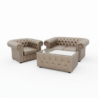 Design Chesterfield Sofagarnitur 2+1 + Couchtisch Couch Polster Gold