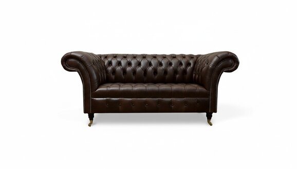 Design Chesterfield Sofagarnitur 2 Sitzer Couch Leder Baun Couch Polster Sofa