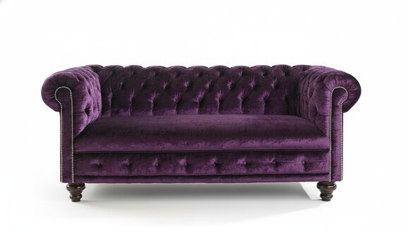 Design Chesterfield Sofagarnitur 2-Sitzer Stoff Couch Lila Polster Sofas