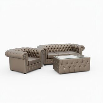 Design Chesterfield Sofagarnitur 3+1 + Couchtisch Couch Polster Gold