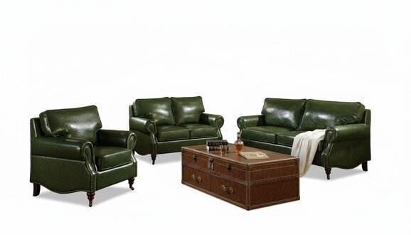 Design Chesterfield Sofagarnitur 3+2+1 Couch Leder Couch Dekor Polster