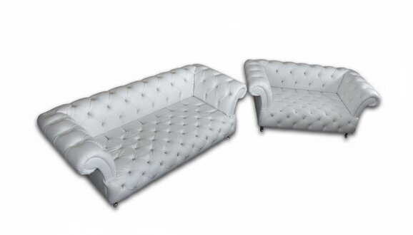 Design Chesterfield Sofagarnitur 3+1 Couch Leder Couch Polster Sofas