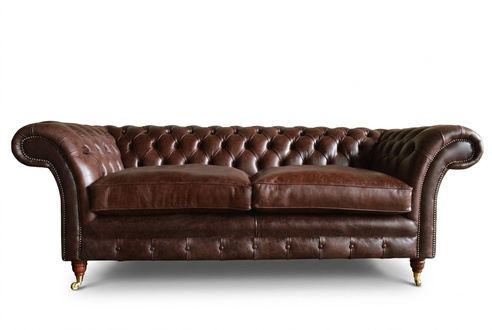Design Chesterfield Sofagarnitur 3-Sitzer Leder Couch Braun Polster Sofas Sofa