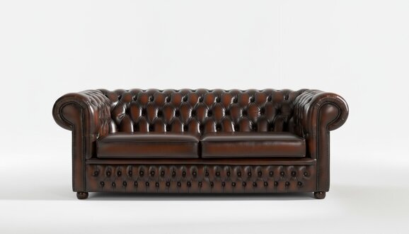 Design Chesterfield Sofagarnitur 3- Sitzer Couch Leder Braun Polster