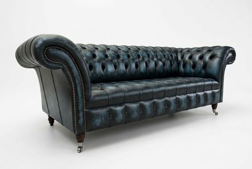 Design Chesterfield Sofagarnitur 3 Sitzer Leder Couch Polster Sofas Sofa