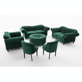 Design Chesterfield Sofagarnitur 6 Teiliges Set Sessel Hocker Couch