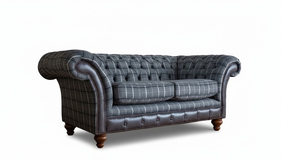 Design Chesterfield Textil Luxus 2-Sitzer Stoff Couch Polster Sofa