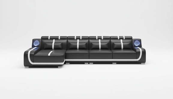 Design Ecksofa Couch L Form Liege Schwarz Ledersofa sofas Sofa couchen