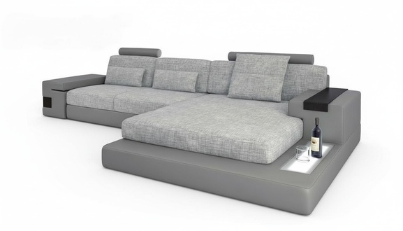Design Ecksofa Leder L-Form Modern Style Couch Polstermöbel Wohnzimmer