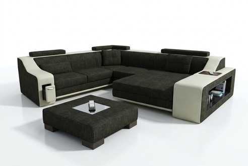 Design Ecksofa Sofa Couch Polster Sitz Sofas Eck Garnitur Textil Leder
