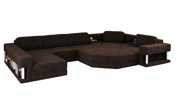 Design Ecksofa U-form Bettfunktion Couch Textil Sofas Schlafsofa Leder Stoff Neu