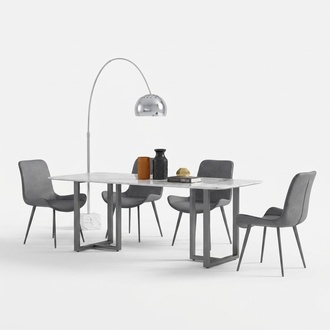 Design Esszimmer Gruppe Tisch + 4 Stühle Sitz Polster Deko Garnitur Tische