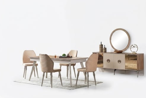 Design Esszimmer Komplett Esstisch + 6x Stühle Modern Möbel Holztisch