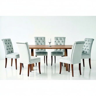 Design Esszimmer Tisch 4 Chesterfield Lehnstühle Sitz Stühle Sessel