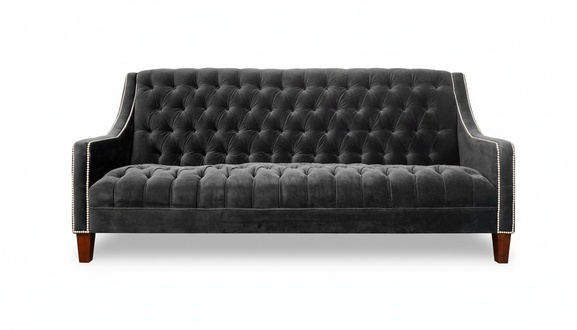 Design grau Sofa 3 Sitzer Chesterfield Stoff Couch Polster Sofas Leder